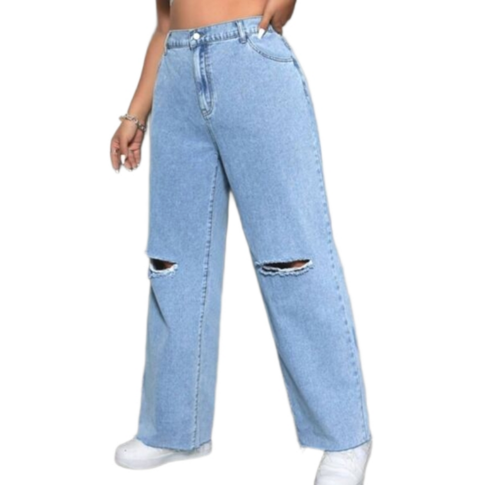 Womens Plus size Super trendy wide leg Distressed Jeans sz 2x